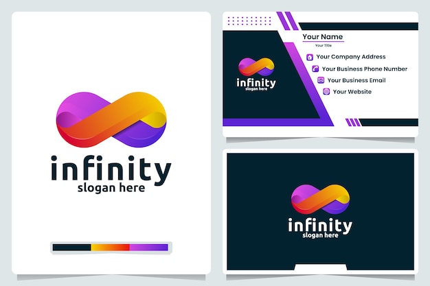 Infinito, sfumatura di colore, design del logo e biglietto da visita