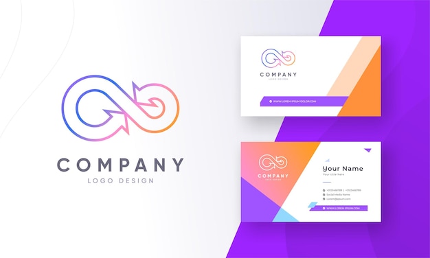 Vector infinity colorful logo with corporate business visiting card vector illustration