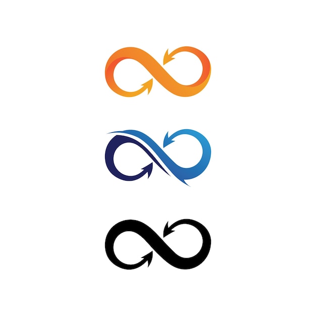 Infinity design logo e 8 icona, vettore, segno, logo creativo per il business e il simbolo dell'infinito aziendale