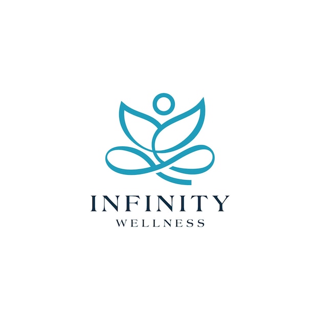 Infinity Flower Meditation Nature Yoga Line Art Style Премиум векторный дизайн логотипа