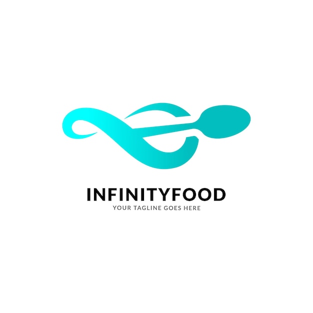 Infinity food logo design with fork and spoon element