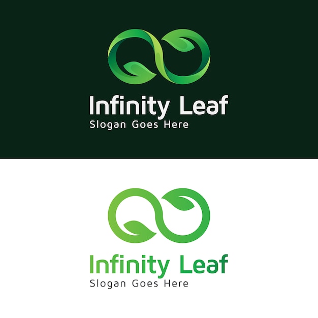 Infinity leaf natural logo design template