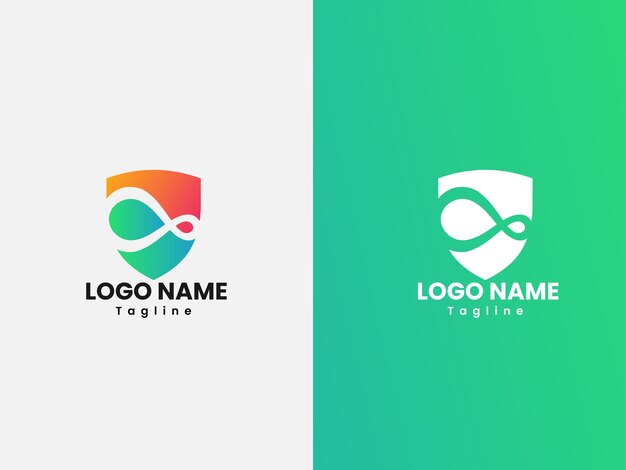 Vector infinity logo design with shield