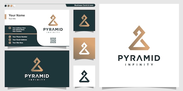 Infinity logo with modern creative triangle concept premium vector