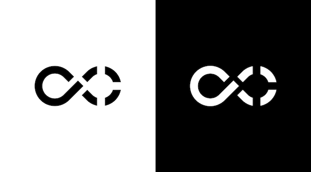 Infinity loop logo vector monogram black and white icon illustration style Designs templates