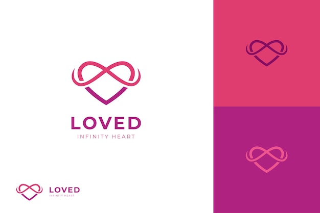 Vettore infinity love logo icon design infinite heart contorno vettoriale grafica clip art simbolo