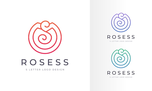 Infinity modern rose flower s letter logo line art company business restaurant logo design