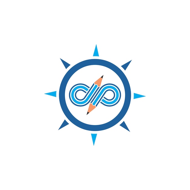 Infinity pencil compass concept vector illustration icon and logo of education design