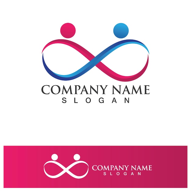 Infinity persone cura della famiglia logo design vector