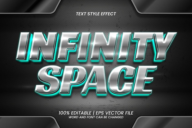 Редактируемый текстовый эффект Infinity Space 3D неоновый стиль