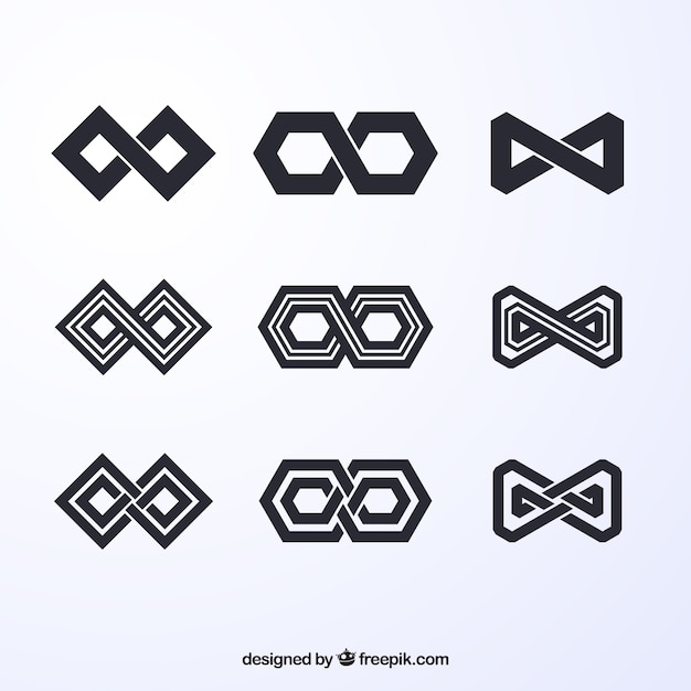 Infinity symbol collection in black color