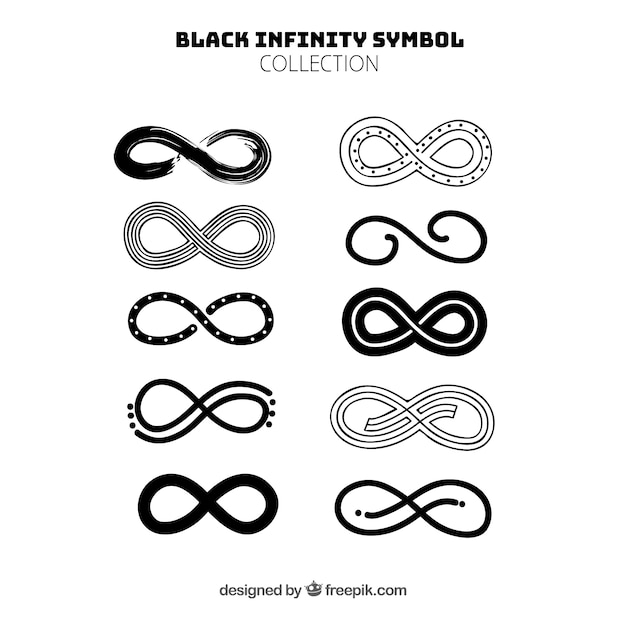 Infinity symbol collection in black color