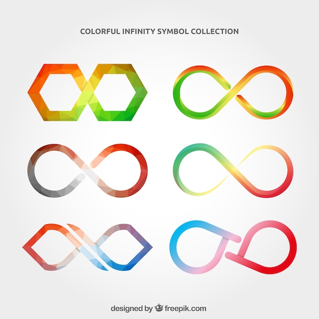 Infinity symbol collection with colors