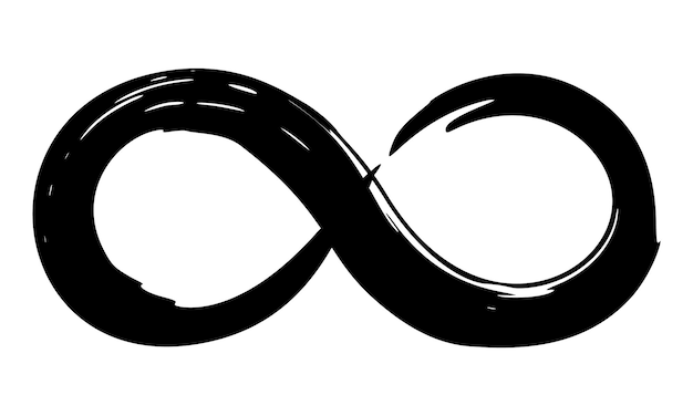 Infinity symbol hand painted with grunge brush stroke and black paint Vector illustration