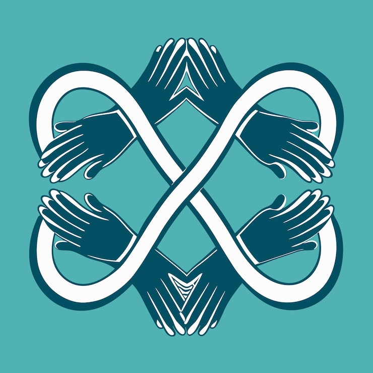 Vector infinity symbol with colorful accents handdrawn design