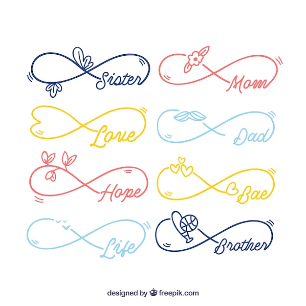 Infinity symbol with word collection