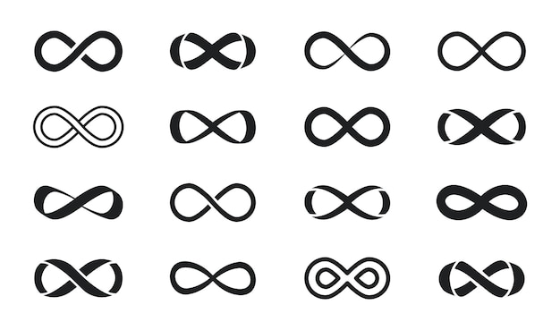 Infinity-symbolenset Infinity-pictogrammen Eindeloos logo van verschillende vormen