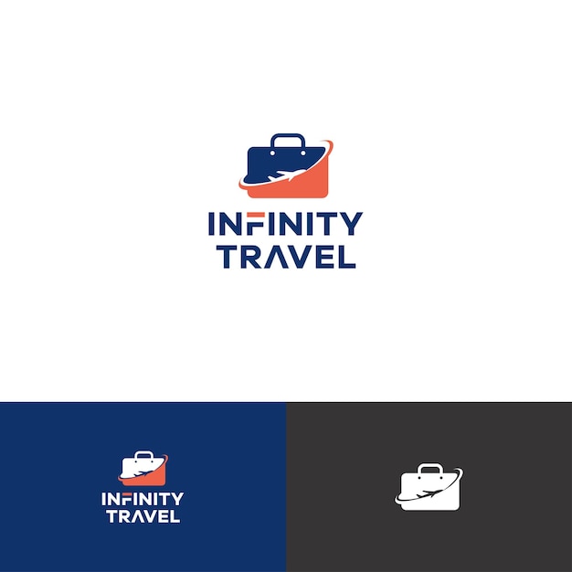 Viaggio infinito con design del logo valigia