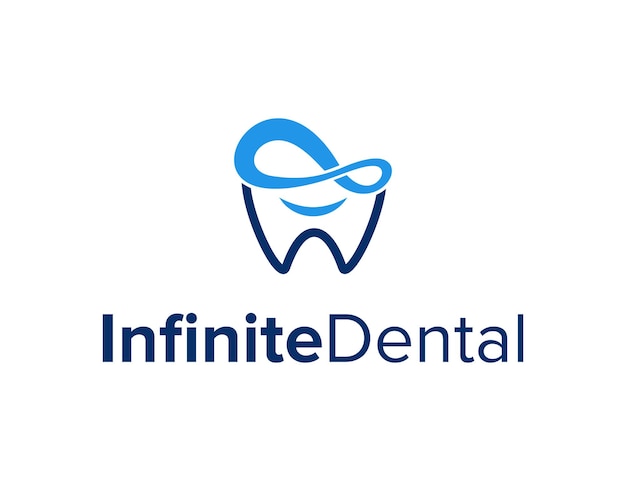 infinity with tooth dental and smile happy simple sleek geometric modern logo design