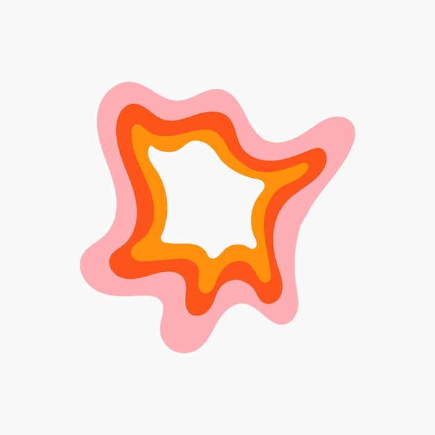 燃え上がるオレンジ色のレトロな波状のサイケデリックな要素の図