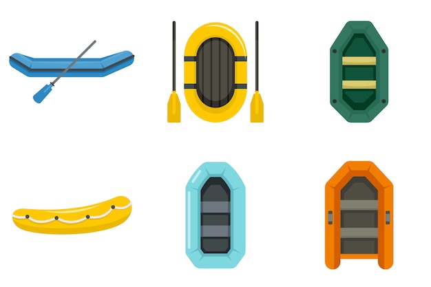 Inflatable boat icon set