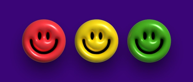 Надувные цветные улыбки надутая 3d улыбка смайликов с эффектом пластилина векторная иллюстрация