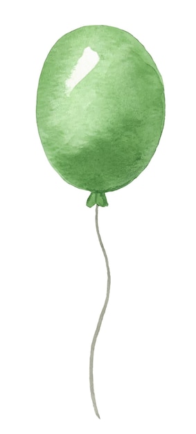 Inflatable flying balloon handpainted in watercolor Take a closeup look at the green balloon