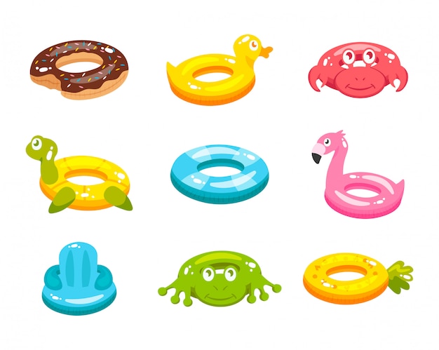 Inflatable swim ring animal and food