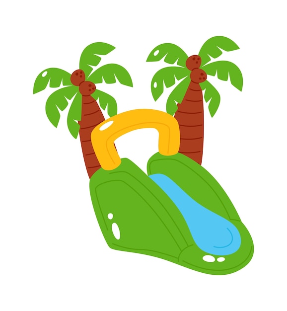 Vector inflatable water slide with palms