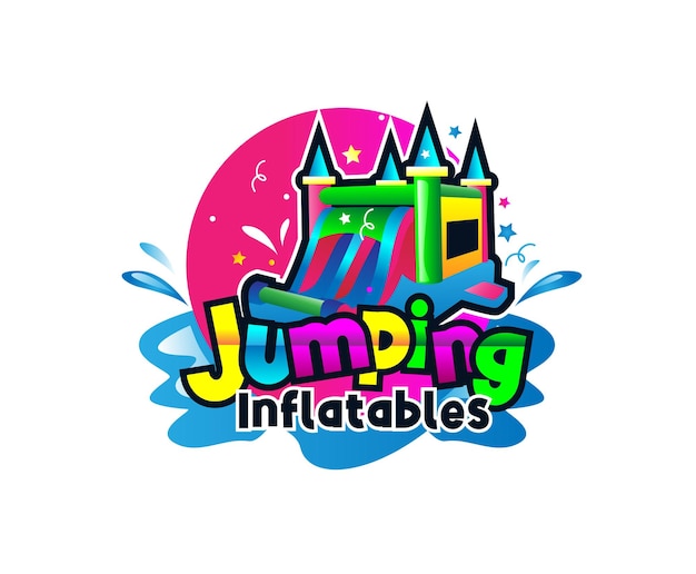 Inflatables 바운스 슬라이드 로고 디자인 템플릿