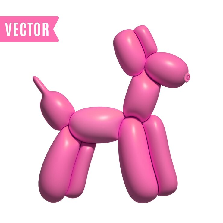 Vector inflated 3d balloon dog figure abstract vector illustration template isolated