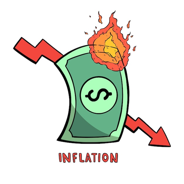 inflatie illustratie met geld branden vector