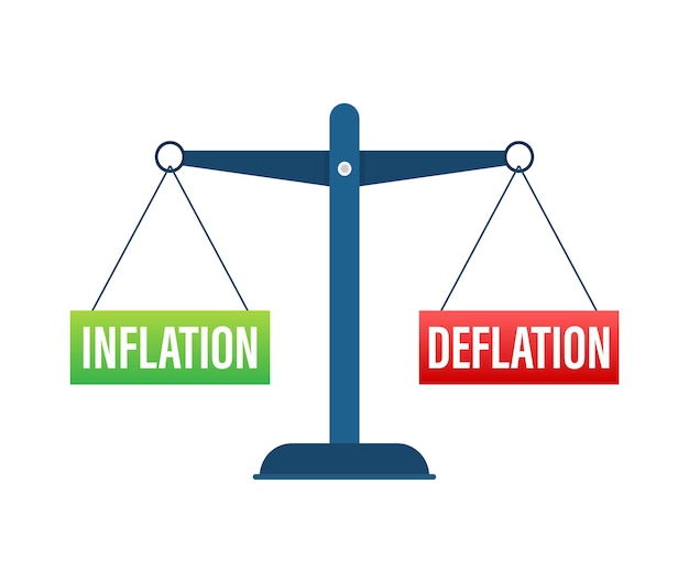 Баланс инфляции и дефляции по шкале баланс по шкале бизнес-концепция