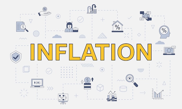 Inflation concept with icon set with big word or text on center