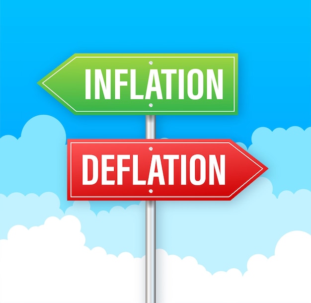 Inflation and deflation balance on the scale Balance on scale Business Concept