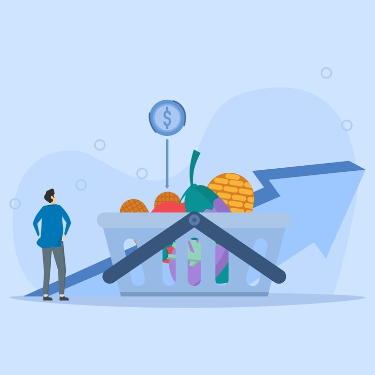 Vector inflation illustration concept. growth of consumer price index and financial crisis concept.