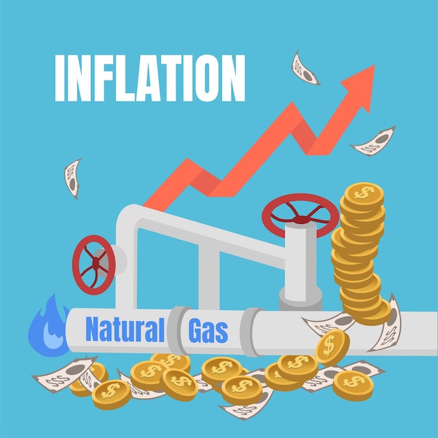 Vector inflation natural gas prices are surging rising cost of living a period of high inflation