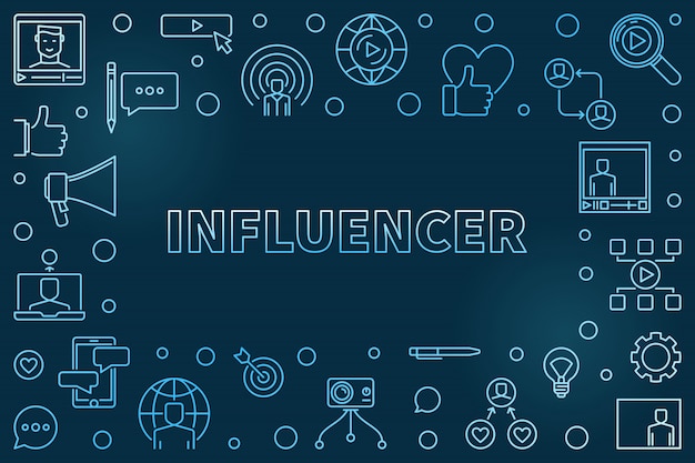 Influencer concept outline illustration with frame