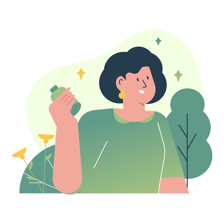 Vector influencer holding product