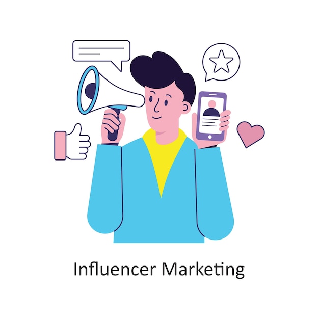 Influencer Marketing flat style design vector stock illustrations