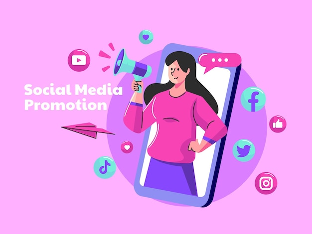 Influencer and promote social media concept