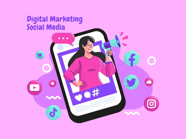 influencer and promote social media with megaphone