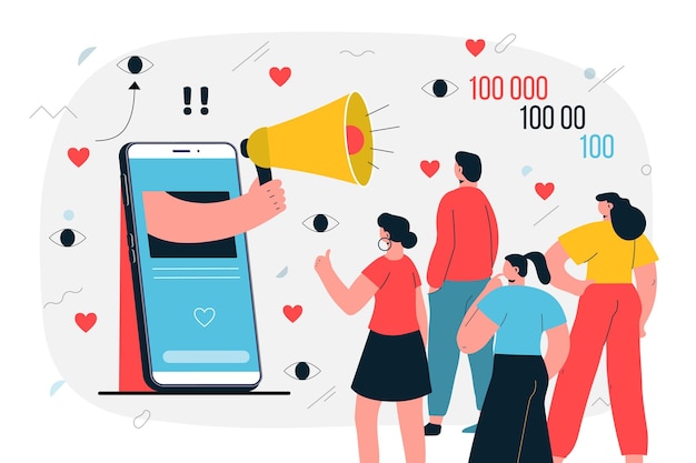 Vector influencer on social media illustration