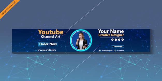 Influencer youtube banner template, youtube cover