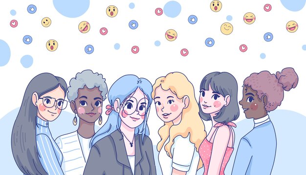 Influencers girl character cartoon illustration.