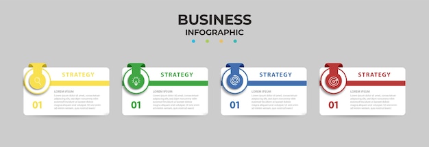 Info graphic business element with options, steps, number template design