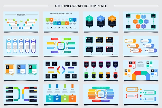 Vector info graphic step design info graphic time line vector collection