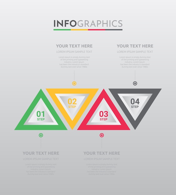 Modello di infografica per affari con design di passi.