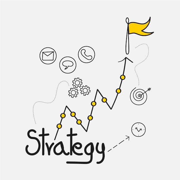 Grafici informativi sulle strategie di crescita economica e sul lavoro di leadership illustrazione vettoriale del concetto di business