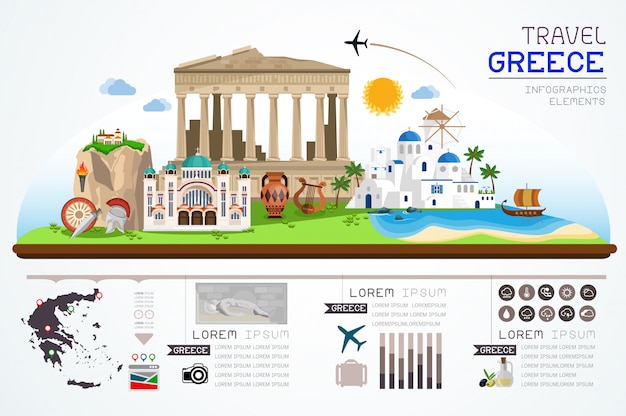 Vector info graphics travel and landmarks of greece